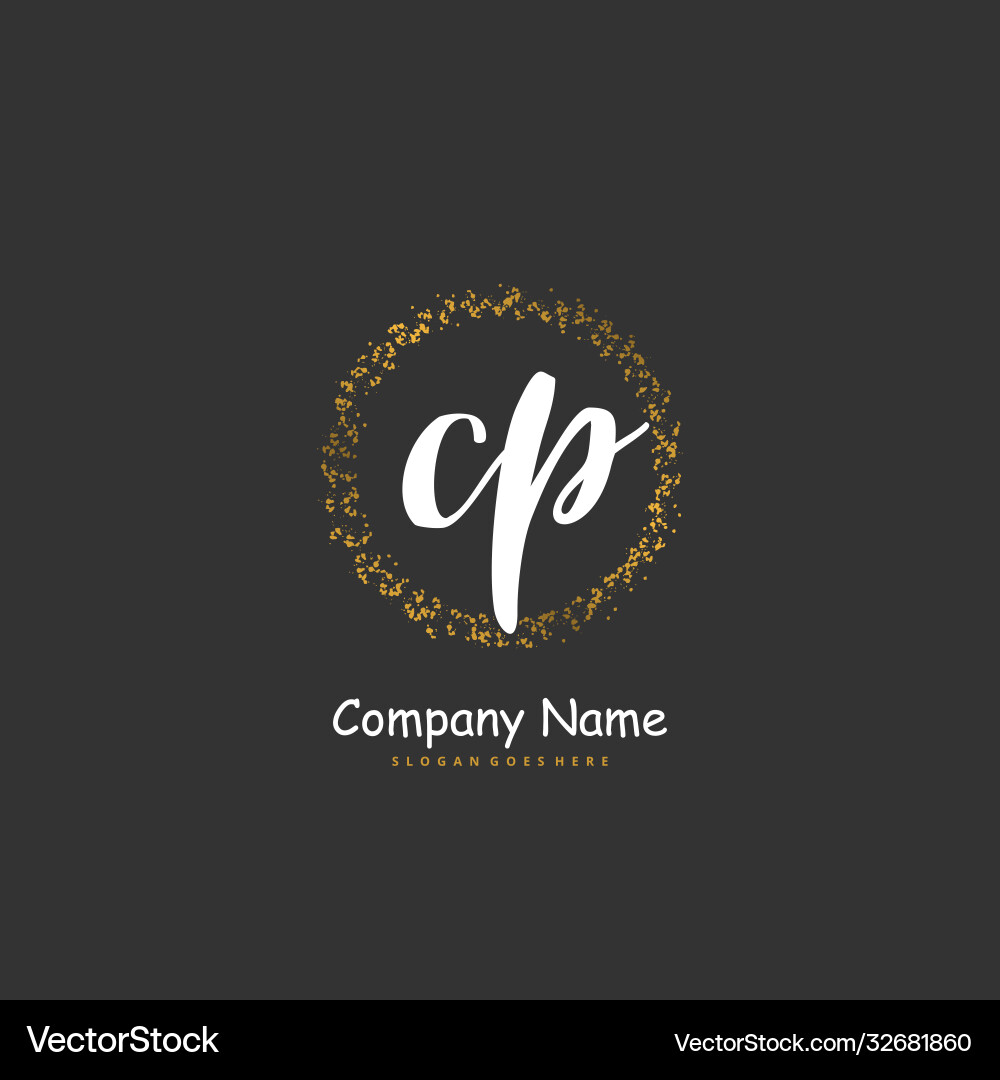 C p cp initial handwriting and signature logo C p cp initial handwriting and signature logo vector image
