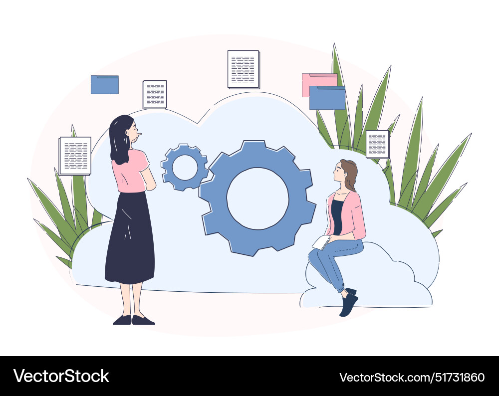 Cloud based engine concept programmers Cloud based engine concept programmers vector image