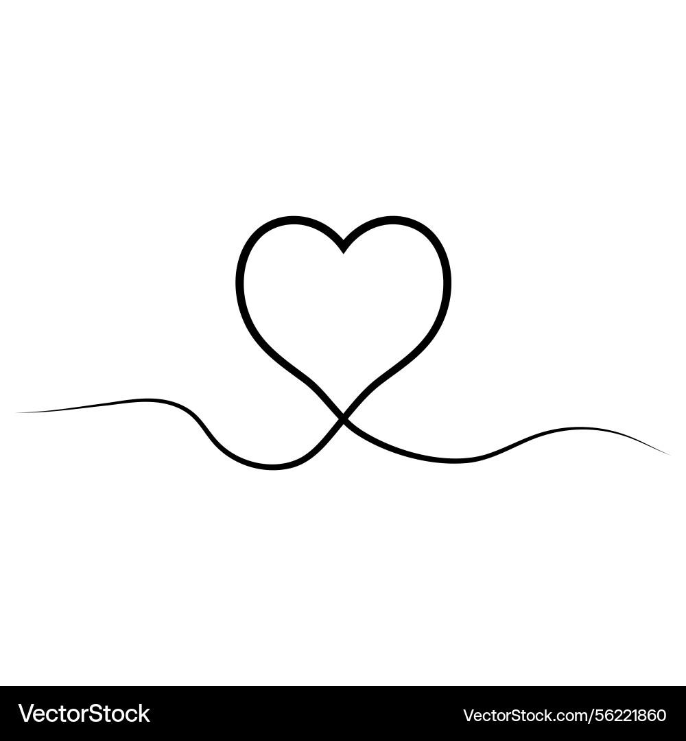 Continuous line heart love connection and flowing Vector Image
