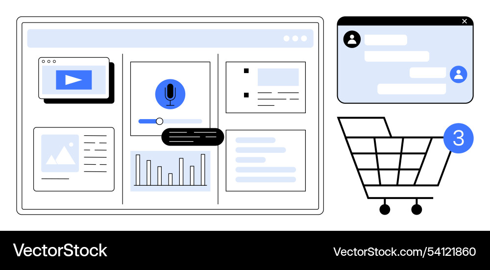 Digital dashboard display with web browser Digital dashboard display with web browser Vector Image