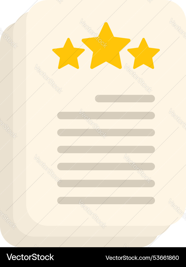Document with five stars rating showing customer Document with five stars rating showing customer vector image