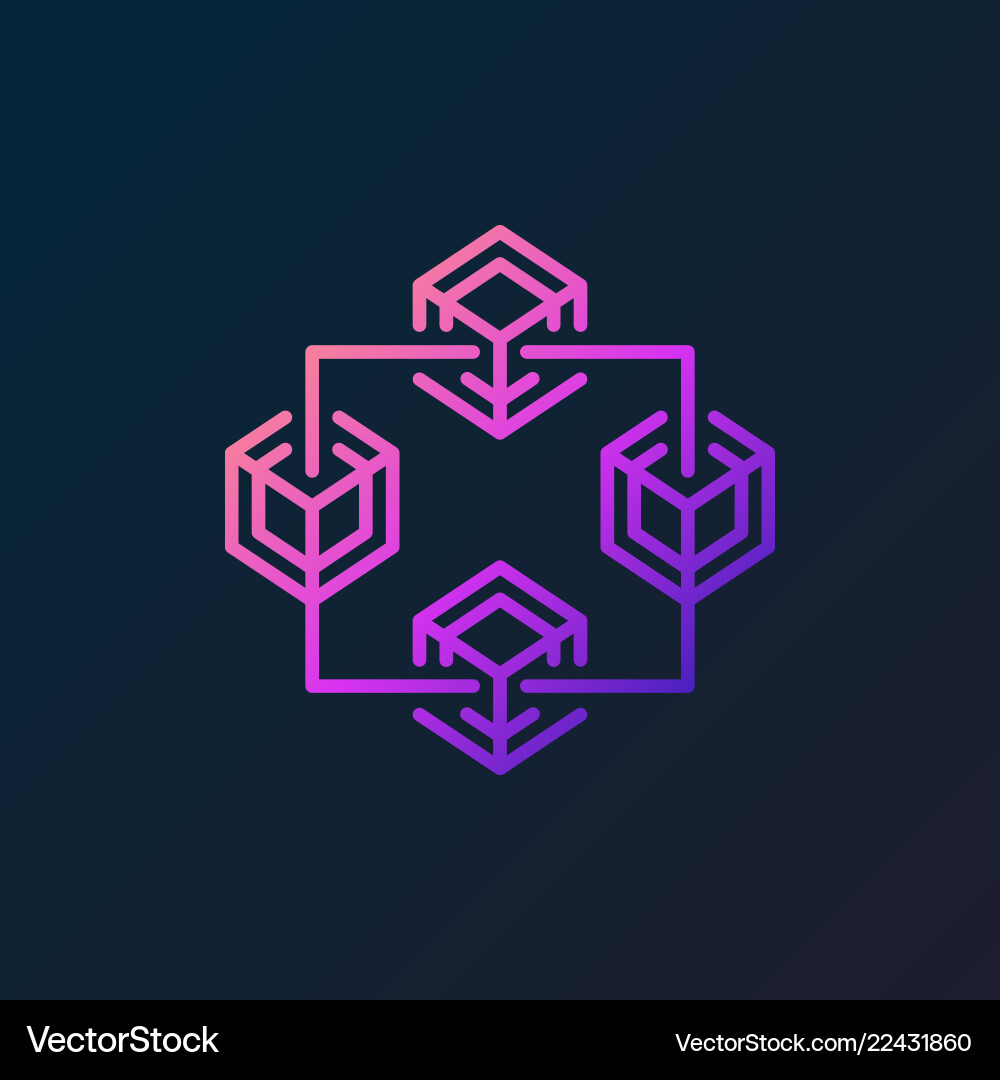 Fintech and block chain colored linear icon Fintech and block chain colored linear icon vector image