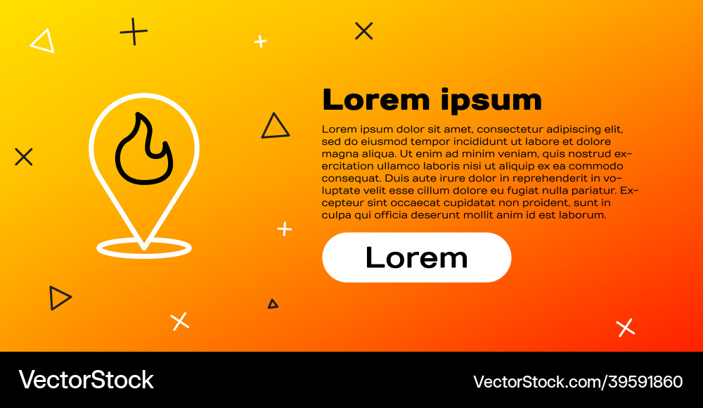 Line map pointer with fire flame icon isolated vector image