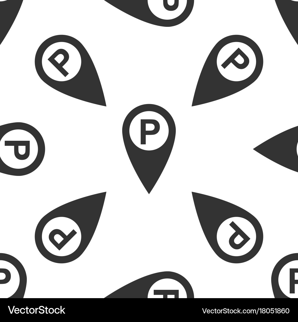 Map pointer with car parking sign seamless pattern vector image