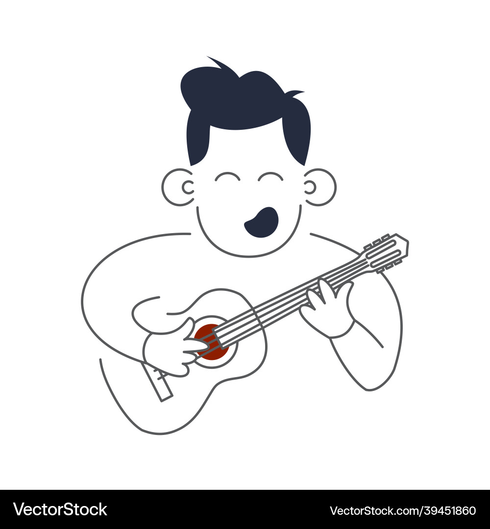 Musikman hält Gitarre und Song Konzept Musikman hält Gitarre und Song Konzept vektorbild