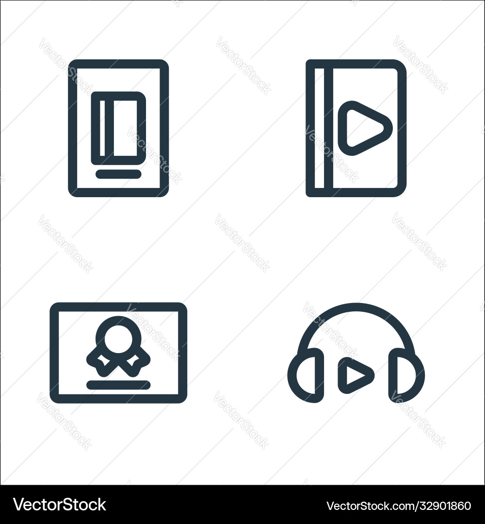Online learning line icons linear set quality Online learning line icons linear set quality vector image