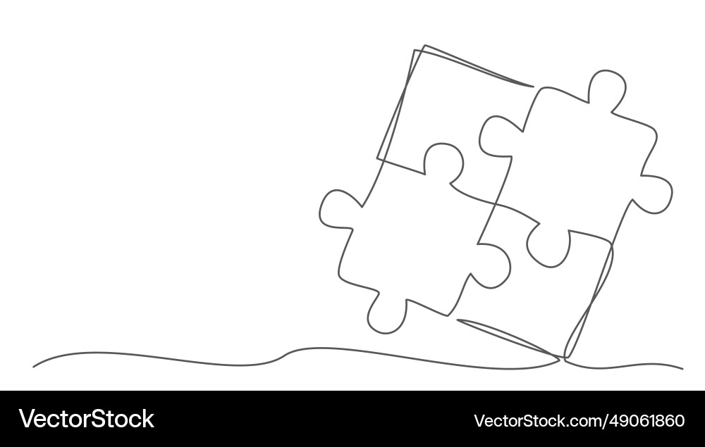 Puzzle eine Linie Zeichnung auf weißem Hintergrund Puzzle eine Linie Zeichnung auf weißem Hintergrund vektorbild