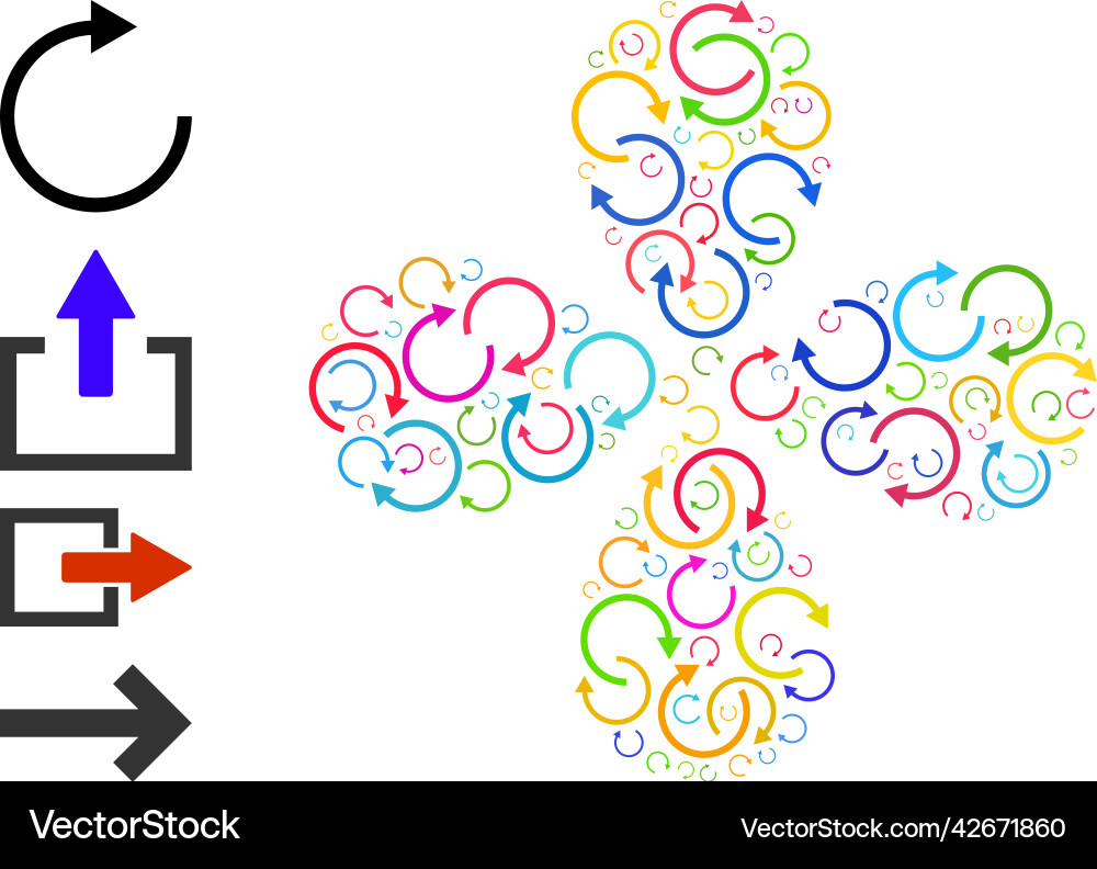 Rotate right arrow icon colored curl burst Rotate right arrow icon colored curl burst vector image