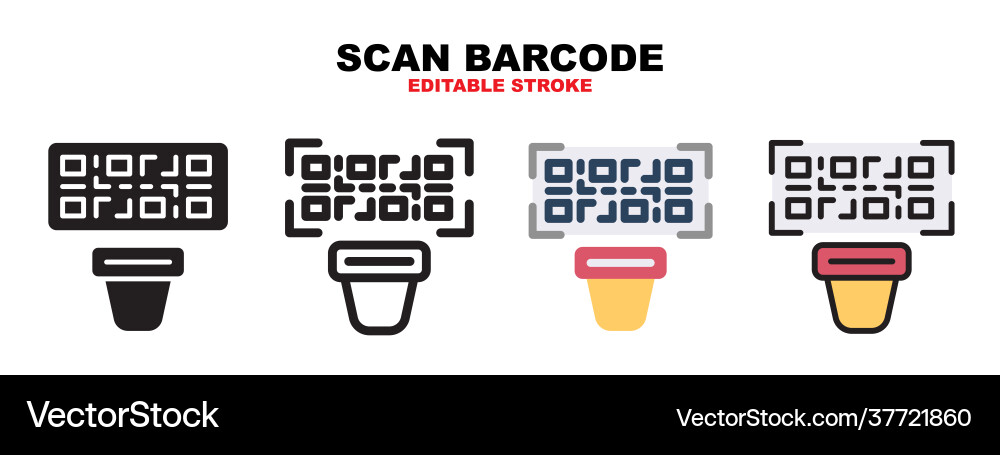 Scan barcode icon set with different styles vector image