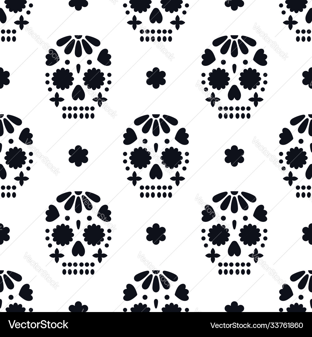 Seamless pattern with decorative skulls dia de Seamless pattern with decorative skulls dia de vector image