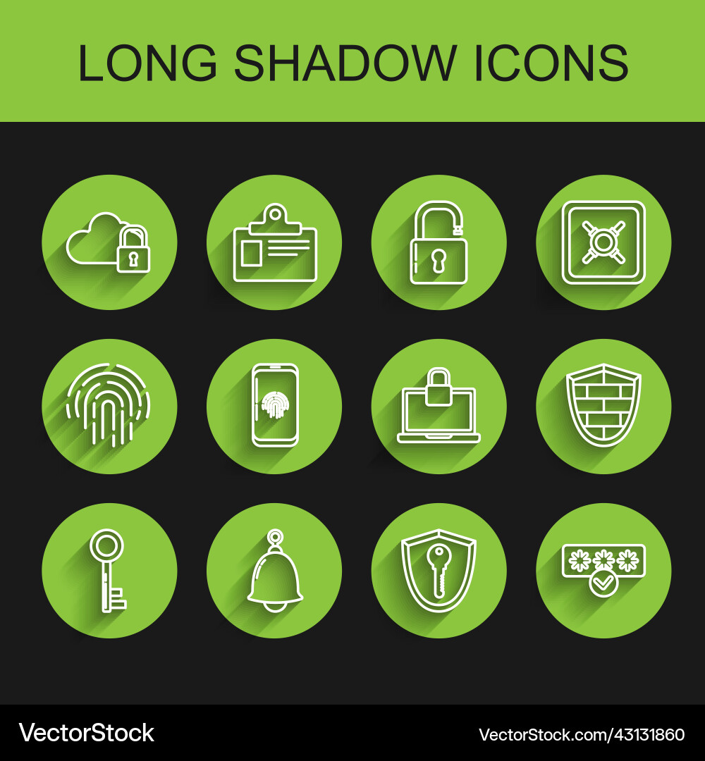 Set line key ringing bell cloud computing lock Vector Image