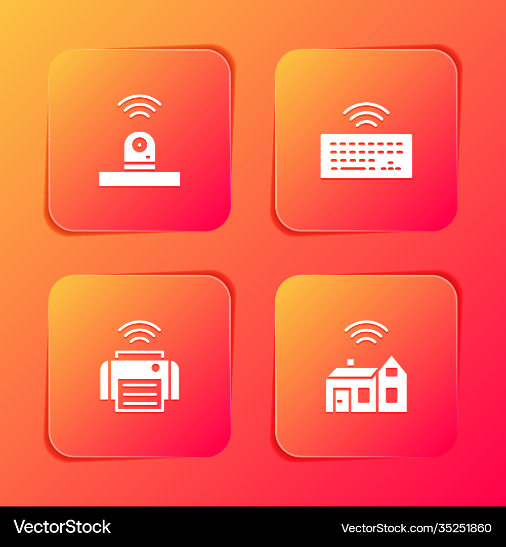 Set smart security camera wireless keyboard Set smart security camera wireless keyboard Vector Image