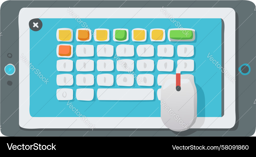 Tablet with App Icons and Mouse Vector Image