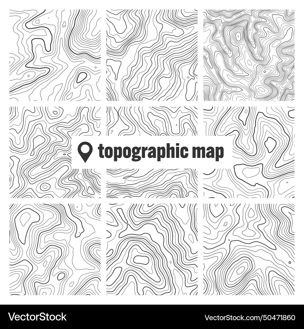 Topographic map with contour lines geographic Topographic map with contour lines geographic vector image