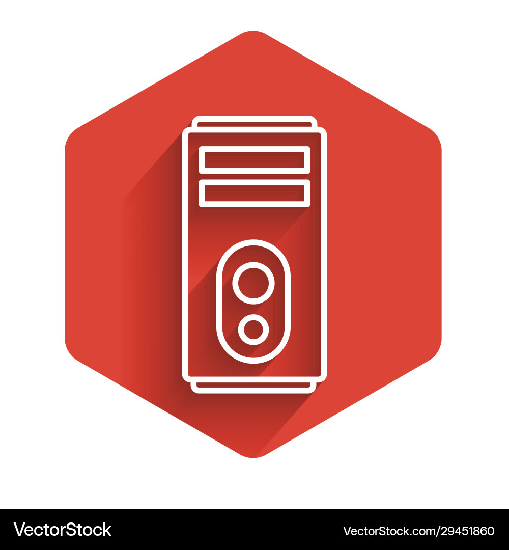 White line computer icon isolated with long shadow White line computer icon isolated with long shadow vector image