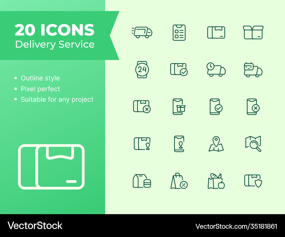 20 delivery service icons set with line style vector image