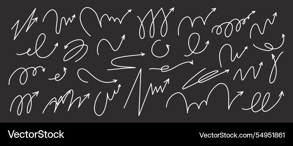 Bounce quirky squiggly arrow lines with spiral Bounce quirky squiggly arrow lines with spiral Vector Image
