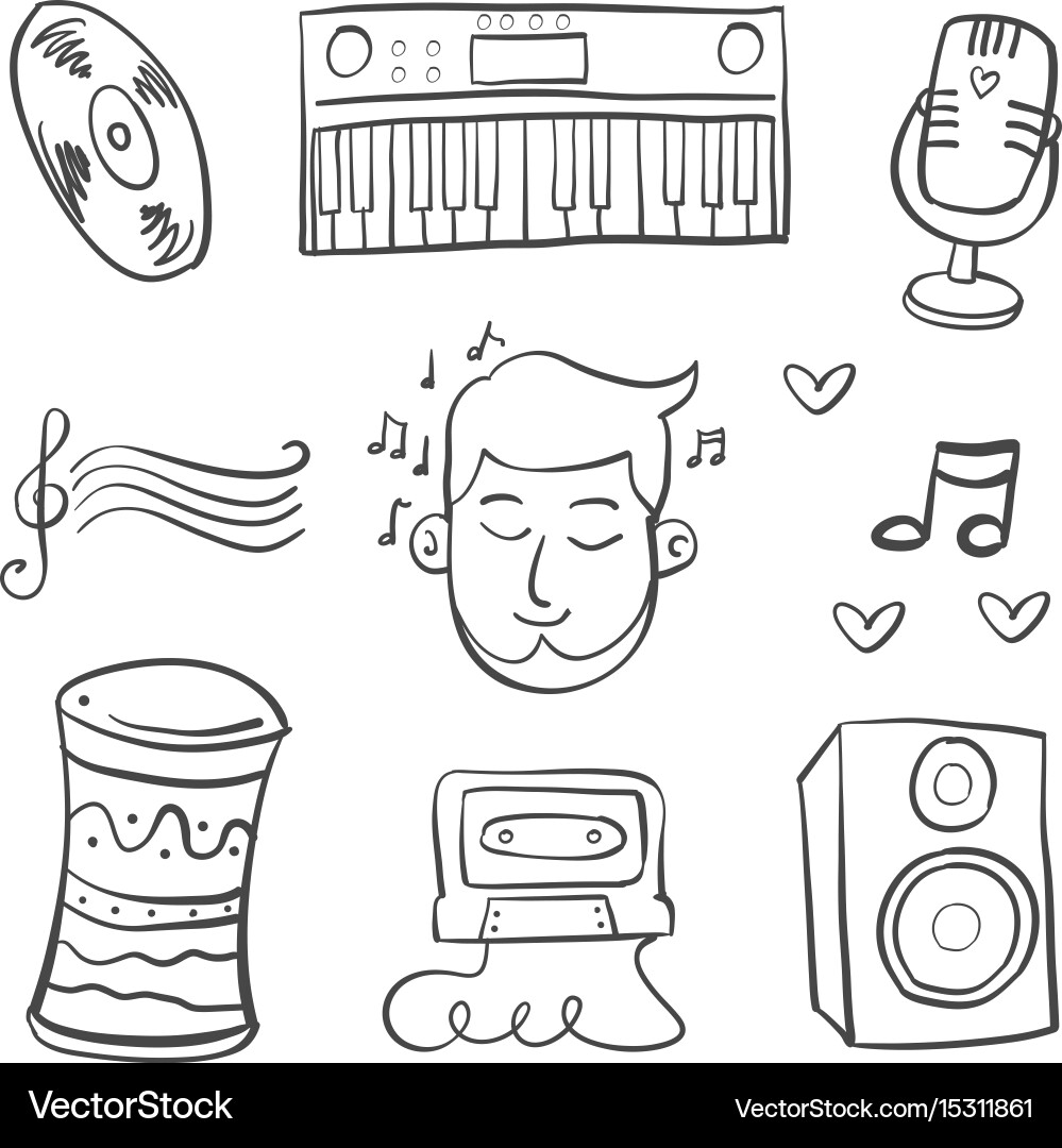 Collection stock musical element doodles vector image