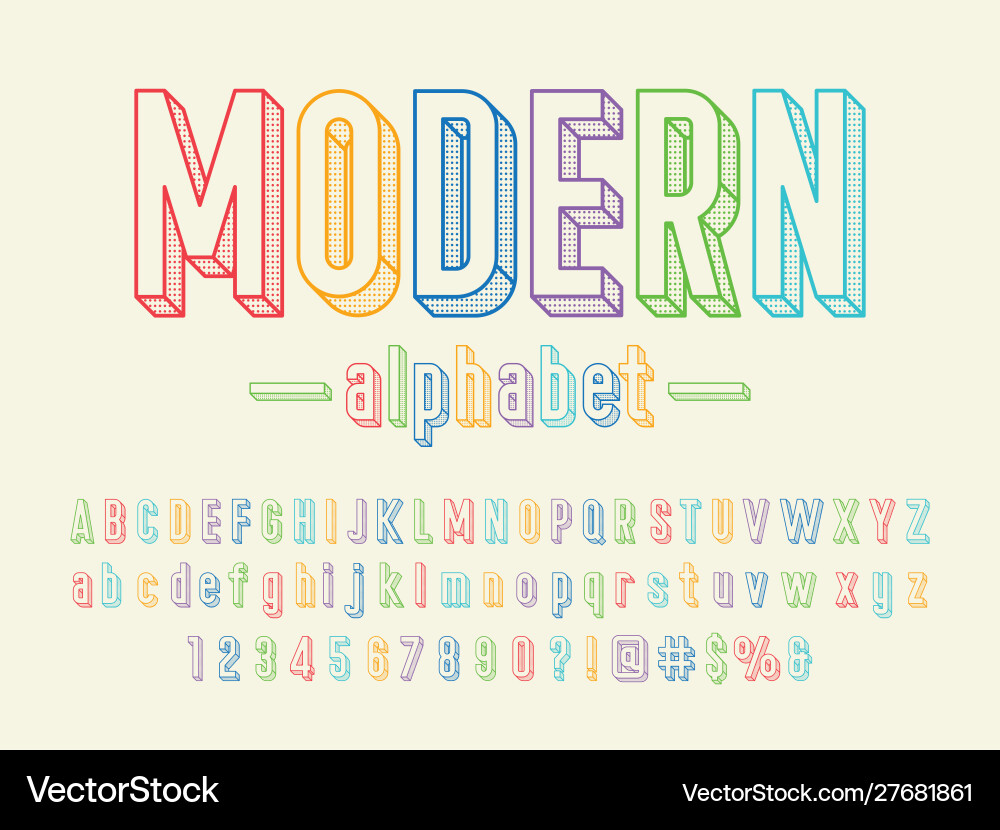 Colorful 3D Alphabet Font Set Vector Image