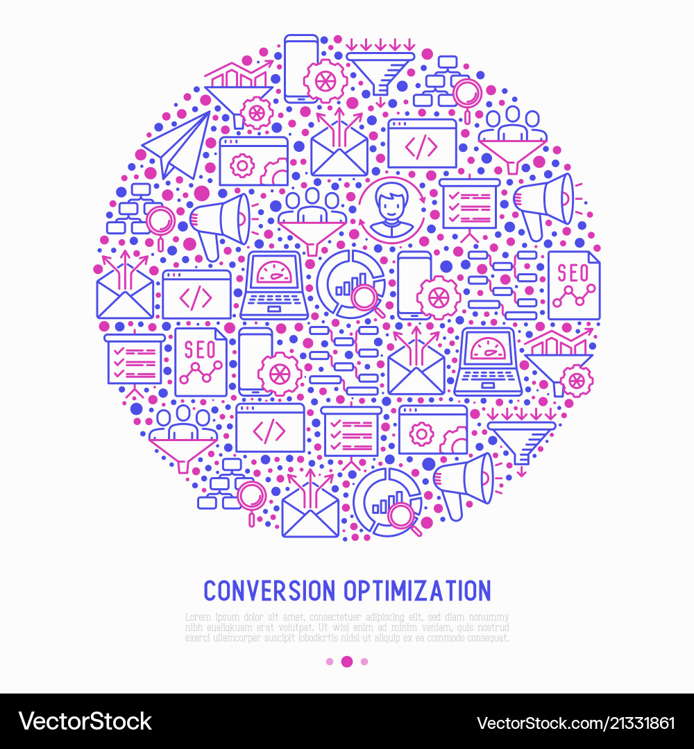 Conversion optimization concept in circle vector image