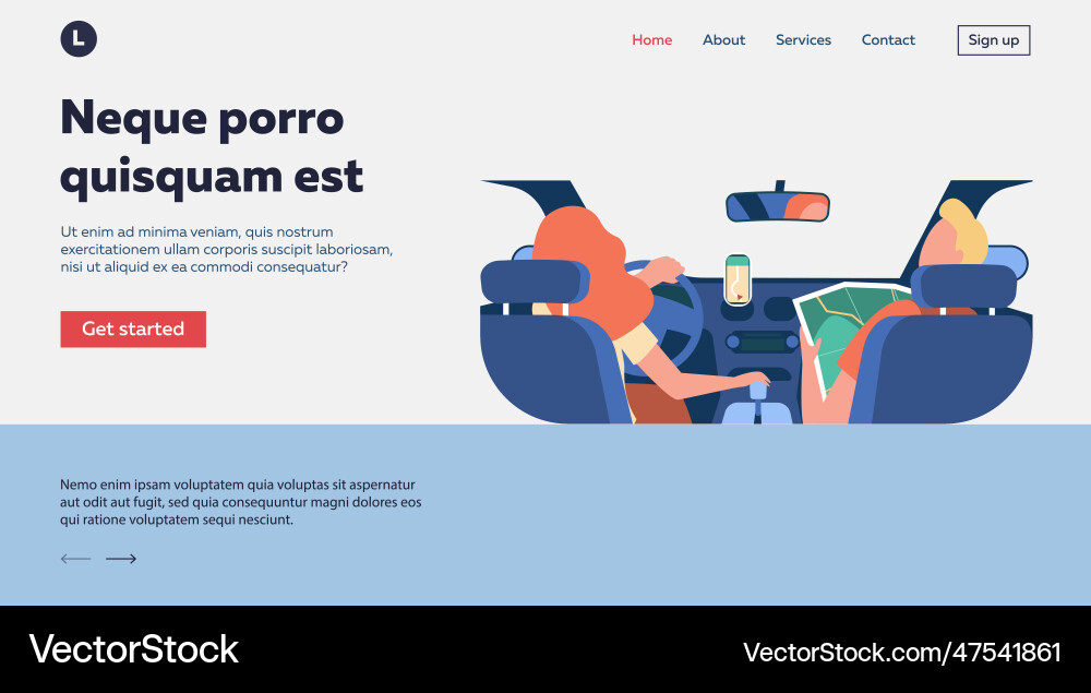Driver and passenger navigating on road within map Vector Image