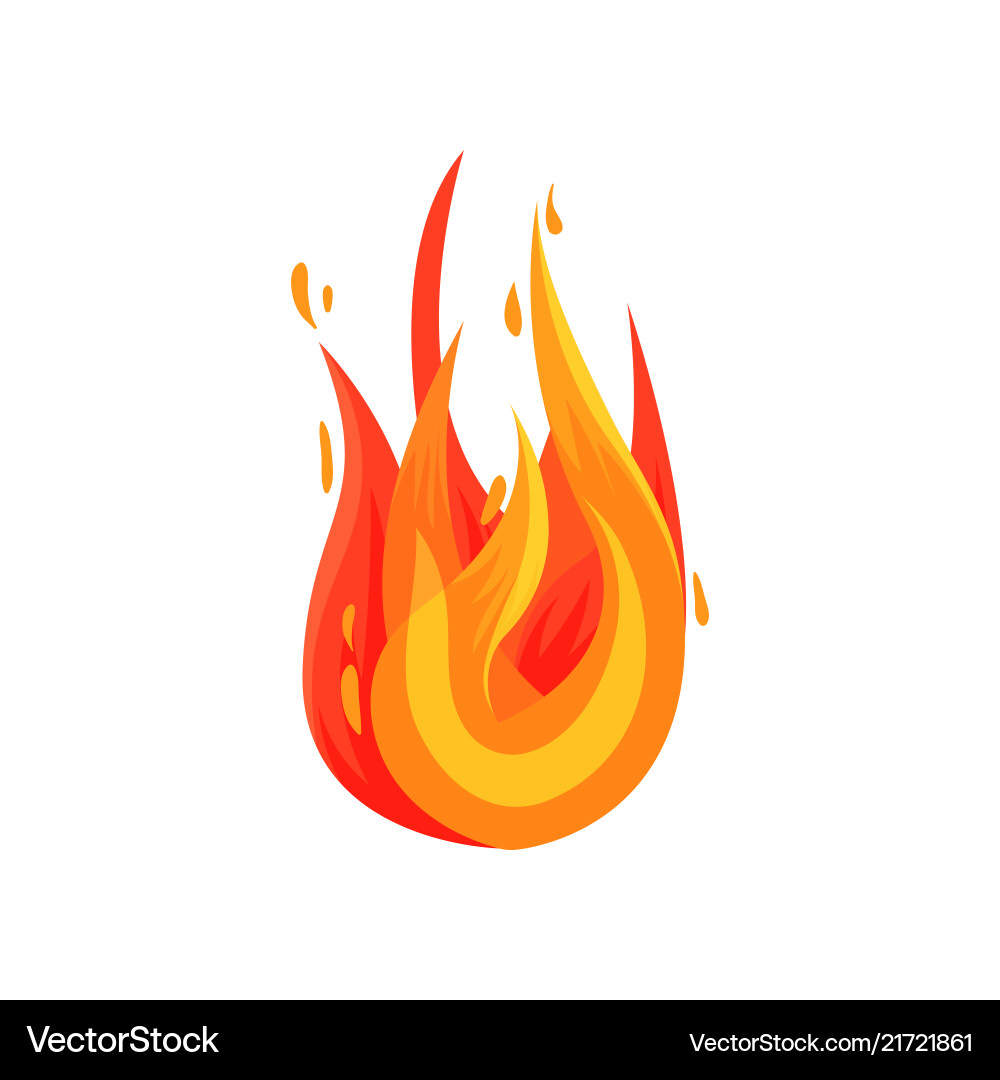 Flat icon of hot flame bright red-orange Vector Image