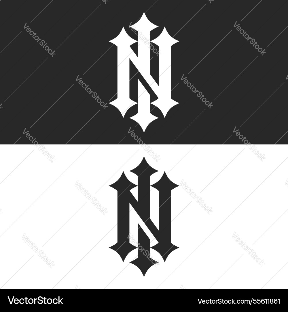 Gothic initials in or ni letters monogram logo Gothic initials in or ni letters monogram logo Vector Image