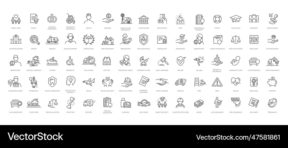 Insurance Icon Set Vector Image
