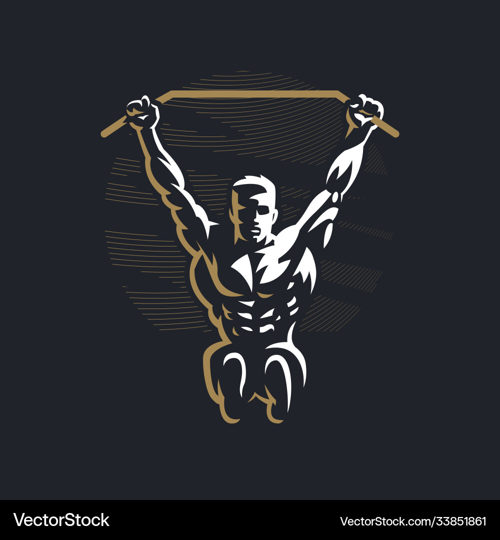 Man pulls up on horizontal bar Man pulls up on horizontal bar vector image
