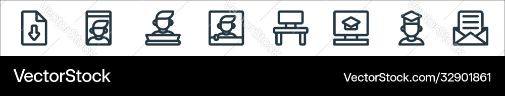 Online learning line icons linear set quality Online learning line icons linear set quality vector image