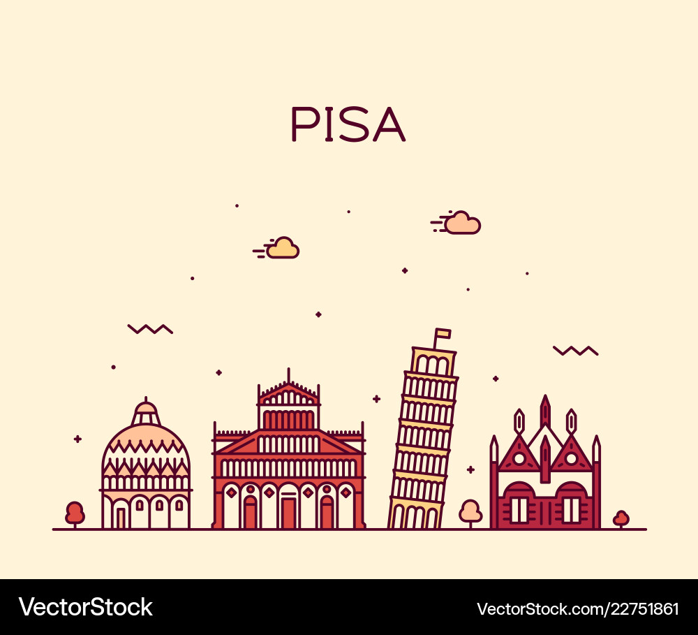 Pisa Skyline italy lineare Stil Stadt Pisa Skyline italy lineare Stil Stadt vektorbild