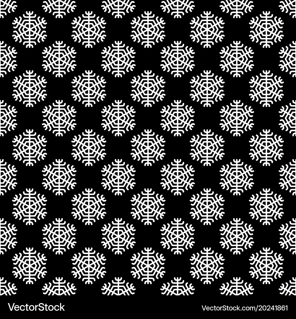 Repeating geometrical stylized snowflake pattern vector image