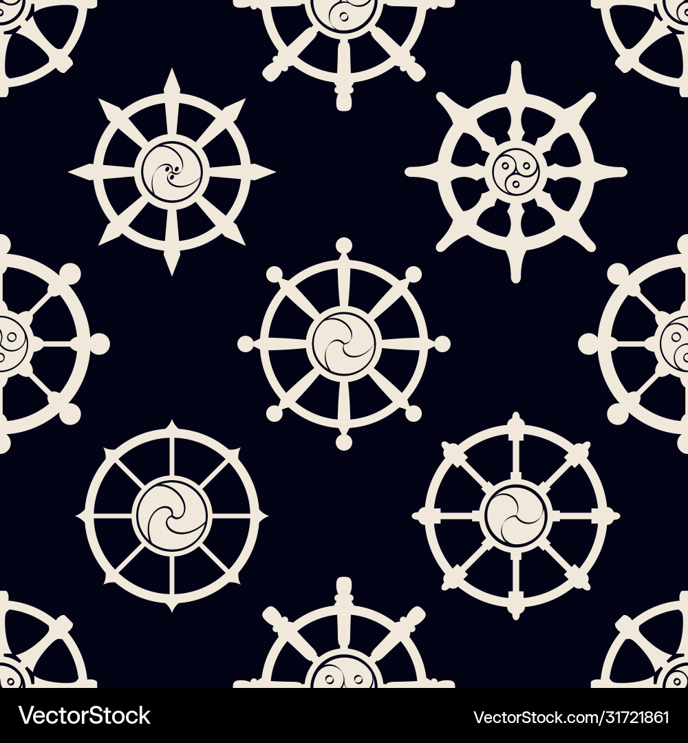 Seamless pattern with dharmachakra vector image