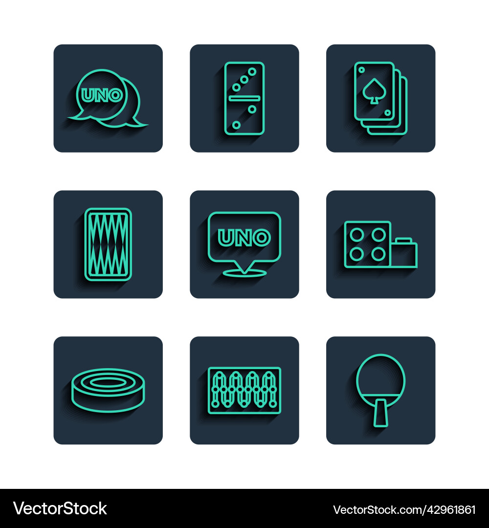 Set line checker game chips board racket vector image