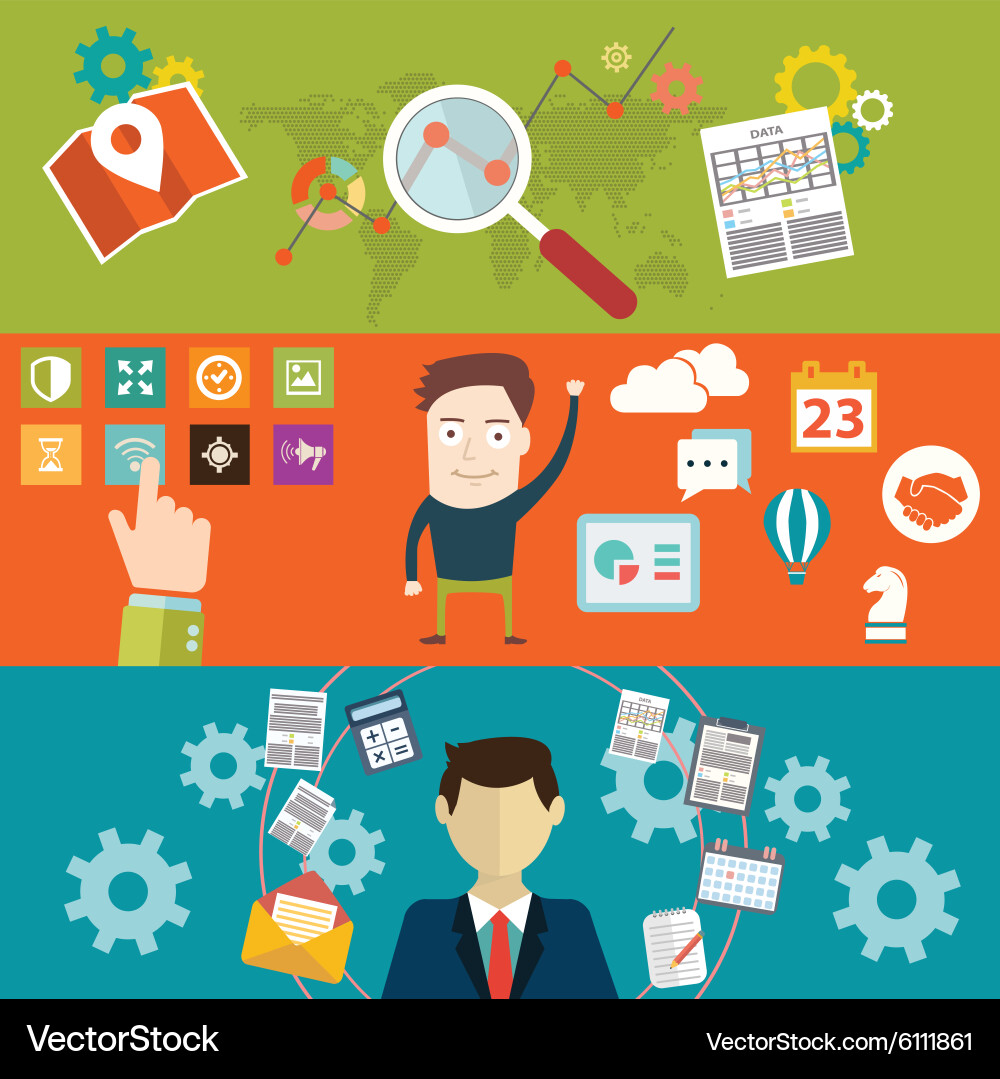 Set of flat design concepts for website layout vector image