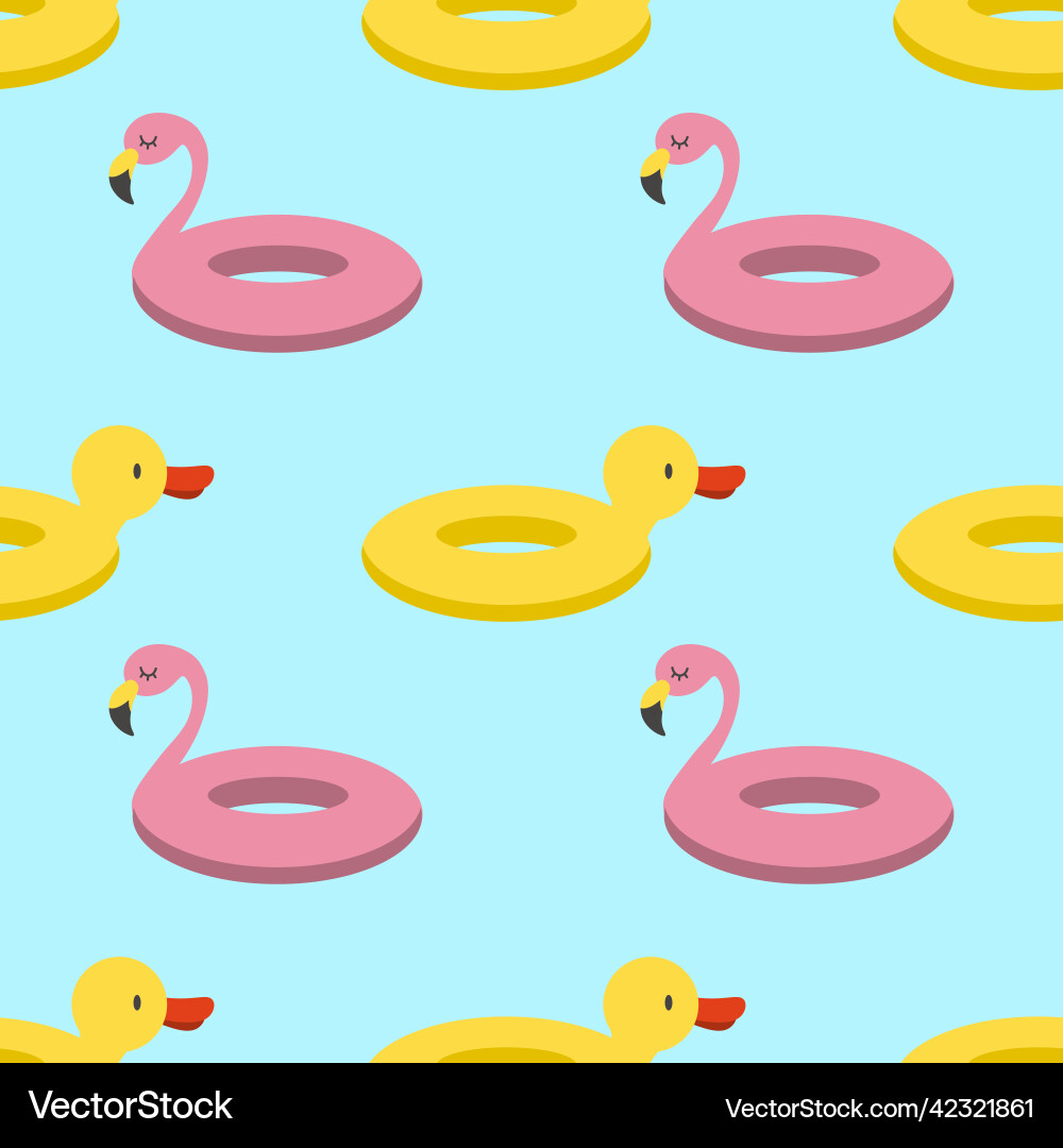 Summer pool floating with flamingo seamless Summer pool floating with flamingo seamless vector image