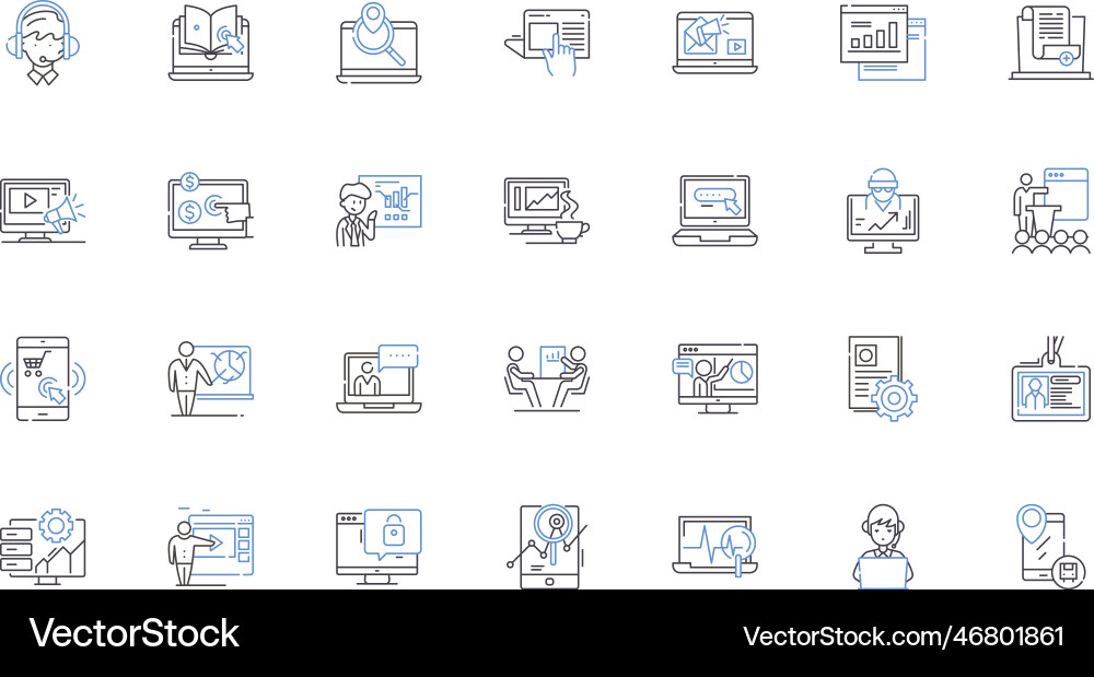 Web-based business line icons collection Vector Image