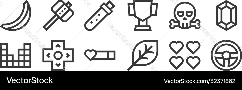 12 set linear video game elements icons thin vector image