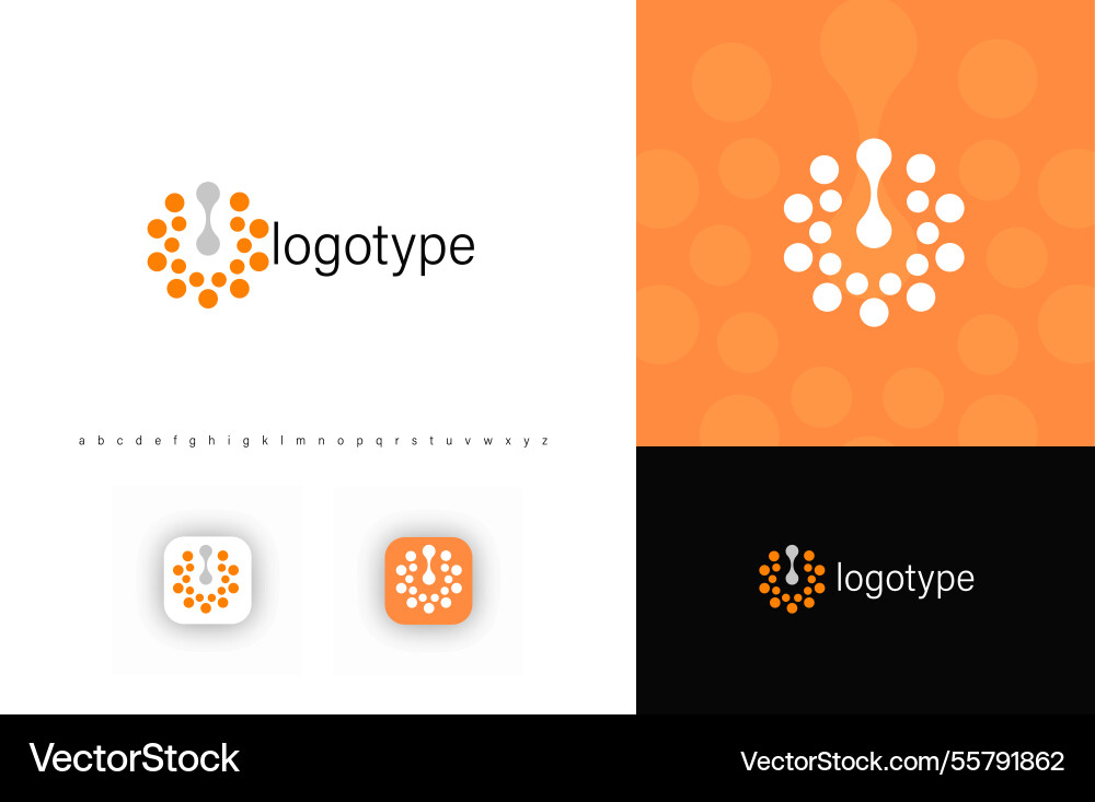 Abstract power button logo with fusion dots Vector Image