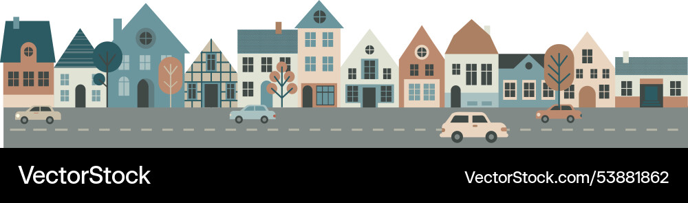 Architecture of city street cozy houses facades Architecture of city street cozy houses facades vector image