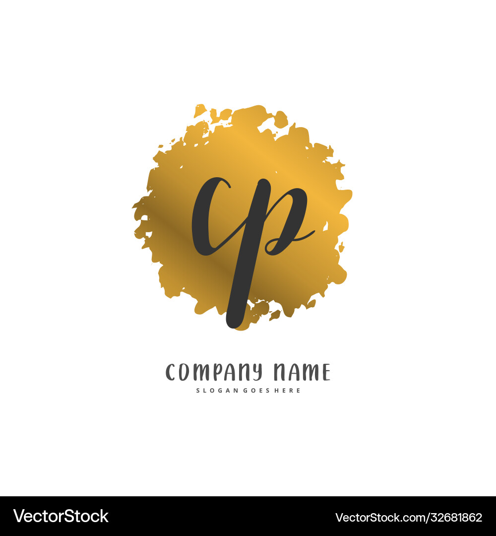 C p cp initial handwriting and signature logo C p cp initial handwriting and signature logo vector image
