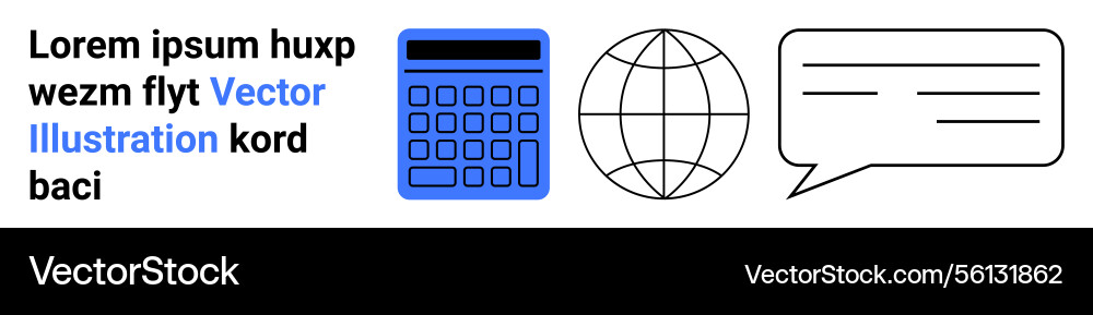 Calculator globe and speech bubble representing Calculator globe and speech bubble representing vector image