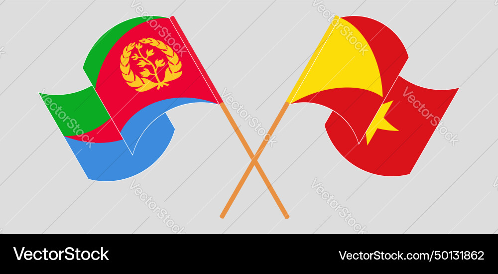 Crossed and waving flags of eritrea tigray Crossed and waving flags of eritrea tigray Vector Image