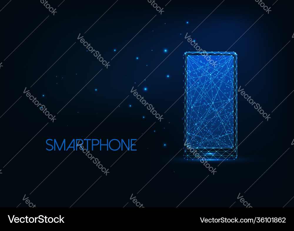 Futuristische leuchtende low polygona Smartphone Futuristische leuchtende low polygona Smartphone vektorbild
