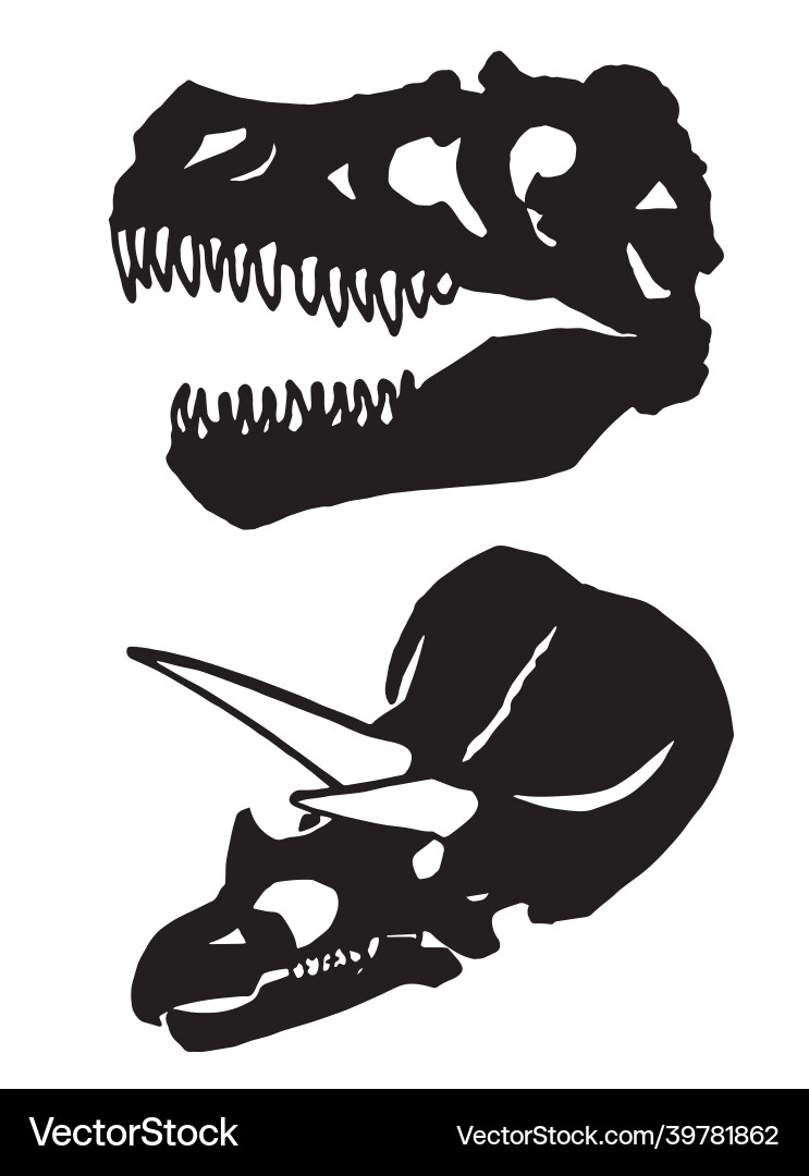 Graphical set of silhouettes skulls vector image