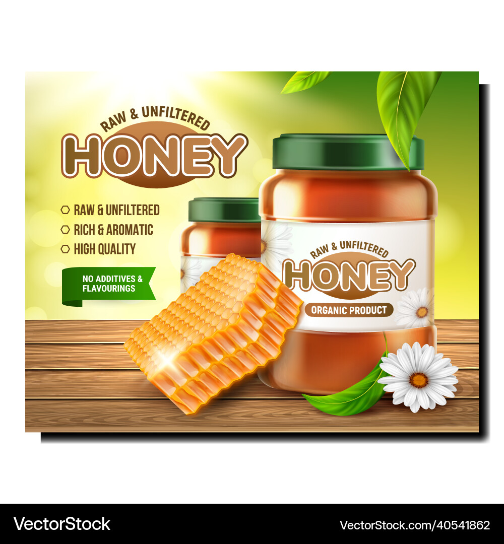 Honey bee food product ad Honey bee food product ad vector image