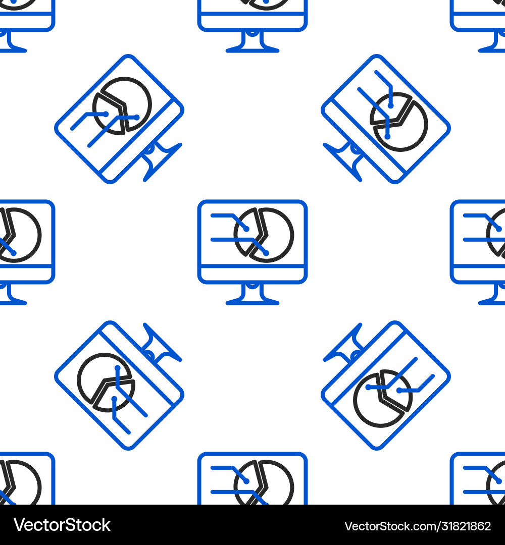 Line computer monitor with graph chart icon Line computer monitor with graph chart icon vector image