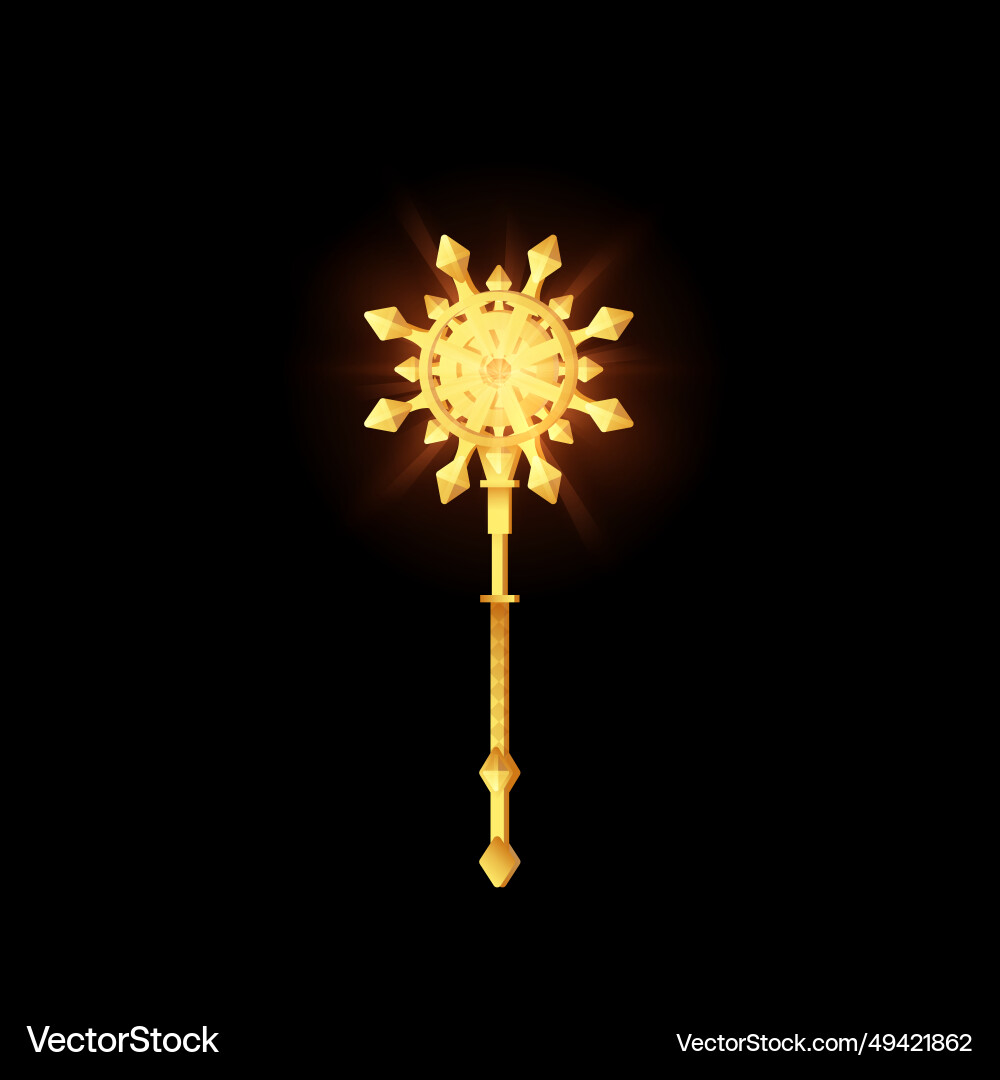 Magic golden king or wizard staff for game 3d Vector Image