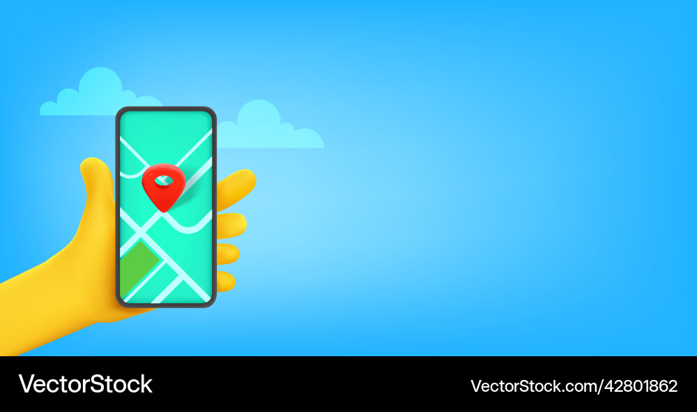 Man holding smartphone with navigation Vector Image