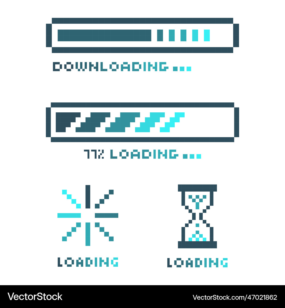 Pixel art loading process icon status bar Pixel art loading process icon status bar vector image